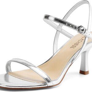 Women's Faux Leather Strappy Open Toe Kitten Heels Adjustable Ankle Shoes